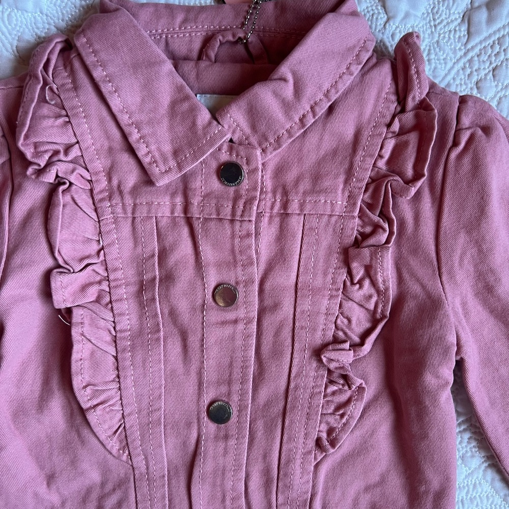 NWT Pink Ruffled Kids Jacket 3T - Picture 5 of 6